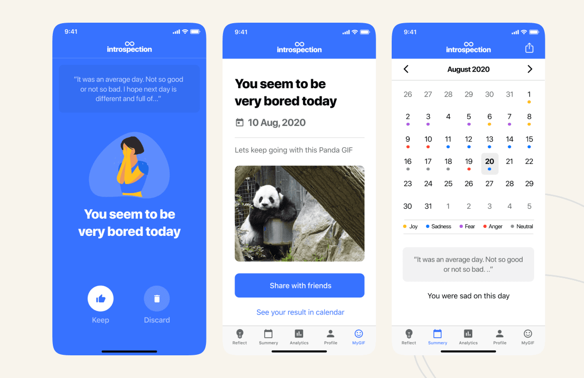 introspection mood tracker user interface